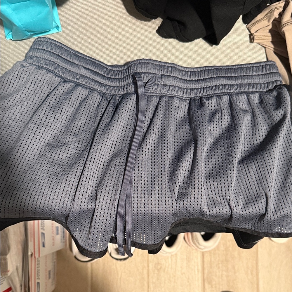 Champion Black Shorts with Gray Waistband and Interior Logo